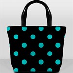 Polka Dots - Cyan on Black Bucket Bag
