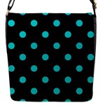 Polka Dots - Cyan on Black Flap Closure Messenger Bag (S)