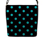 Polka Dots - Cyan on Black Flap Closure Messenger Bag (L)