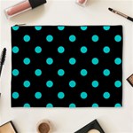 Polka Dots - Cyan on Black Cosmetic Bag (XL)