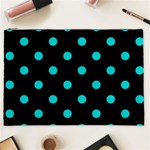 Polka Dots - Cyan on Black Cosmetic Bag (XXL)