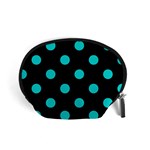 Polka Dots - Cyan on Black Accessory Pouch (Small)