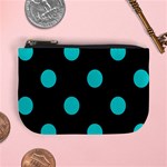 Polka Dots - Cyan on Black Mini Coin Purse