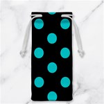 Polka Dots - Cyan on Black Jewelry Bag