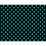 Polka Dots - Cyan on Black Collage 11  x 14 