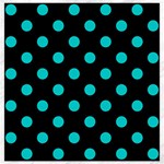 Polka Dots - Cyan on Black Canvas 12  x 12 