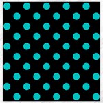Polka Dots - Cyan on Black Canvas 20  x 20 