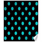 Polka Dots - Cyan on Black Canvas 20  x 24 