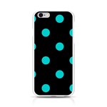 Polka Dots - Cyan on Black Apple iPhone 6/6S Silicone Case (Transparent)