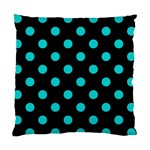 Polka Dots - Cyan on Black Standard Cushion Case (Two Sides)