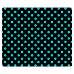 Polka Dots - Cyan on Black Double Sided Flano Blanket (Small)
