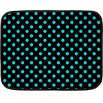 Polka Dots - Cyan on Black Fleece Blanket (Mini)