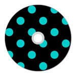 Polka Dots - Cyan on Black CD Wall Clock