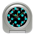 Polka Dots - Cyan on Black Desk Alarm Clock