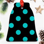 Polka Dots - Cyan on Black Ornament (Bell)