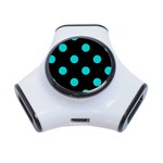 Polka Dots - Cyan on Black Portable USB Hub (One Side)