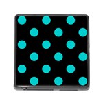 Polka Dots - Cyan on Black Memory Card Reader (Square)