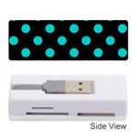 Polka Dots - Cyan on Black Memory Card Reader (Stick)