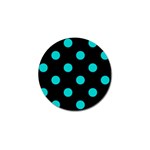 Polka Dots - Cyan on Black Golf Ball Marker (10 pack)