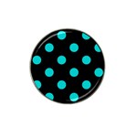 Polka Dots - Cyan on Black Hat Clip Ball Marker (10 pack)