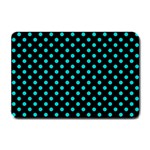 Polka Dots - Cyan on Black Small Doormat