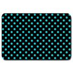 Polka Dots - Cyan on Black Large Doormat