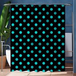 Polka Dots - Cyan on Black Shower Curtain 60  x 72  (Medium)