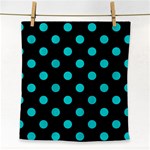 Polka Dots - Cyan on Black Face Towel