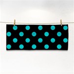 Polka Dots - Cyan on Black Hand Towel