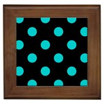 Polka Dots - Cyan on Black Framed Tile