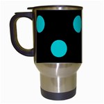 Polka Dots - Cyan on Black Travel Mug (Black)