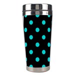 Polka Dots - Cyan on Black Stainless Steel Travel Tumbler