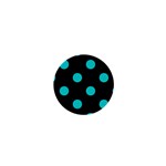 Polka Dots - Cyan on Black 1  Mini Button