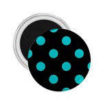 Polka Dots - Cyan on Black 2.25  Magnet
