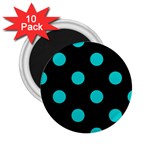 Polka Dots - Cyan on Black 2.25  Magnet (10 pack)