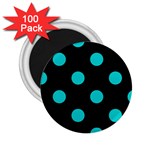 Polka Dots - Cyan on Black 2.25  Magnet (100 pack)