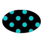 Polka Dots - Cyan on Black Magnet (Oval)