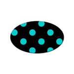Polka Dots - Cyan on Black Sticker Oval (100 pack)