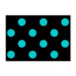 Polka Dots - Cyan on Black Sticker A4 (10 pack)