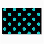 Polka Dots - Cyan on Black Postcard 4 x 6  (Pkg of 10)