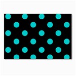 Polka Dots - Cyan on Black Postcard 5  x 7 