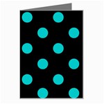 Polka Dots - Cyan on Black Greeting Card