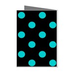 Polka Dots - Cyan on Black Mini Greeting Cards (Pkg of 8)