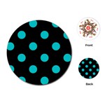 Polka Dots - Cyan on Black Playing Cards (Round)