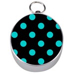 Polka Dots - Cyan on Black Silver Compass