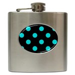 Polka Dots - Cyan on Black Hip Flask (6 oz)