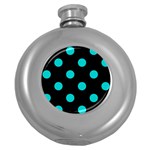 Polka Dots - Cyan on Black Hip Flask (5 oz)