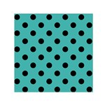 Polka Dots - Black on Verdigris Small Satin Scarf  (Square)