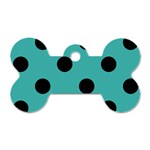 Polka Dots - Black on Verdigris Dog Tag Bone (Two Sides)