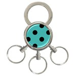 Polka Dots - Black on Verdigris 3-Ring Key Chain